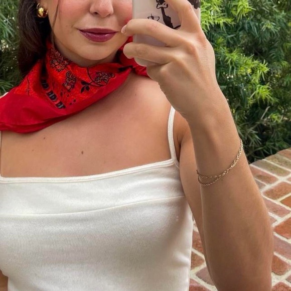 Western boho Orange and red bandana scarf - Picture 2 of 3